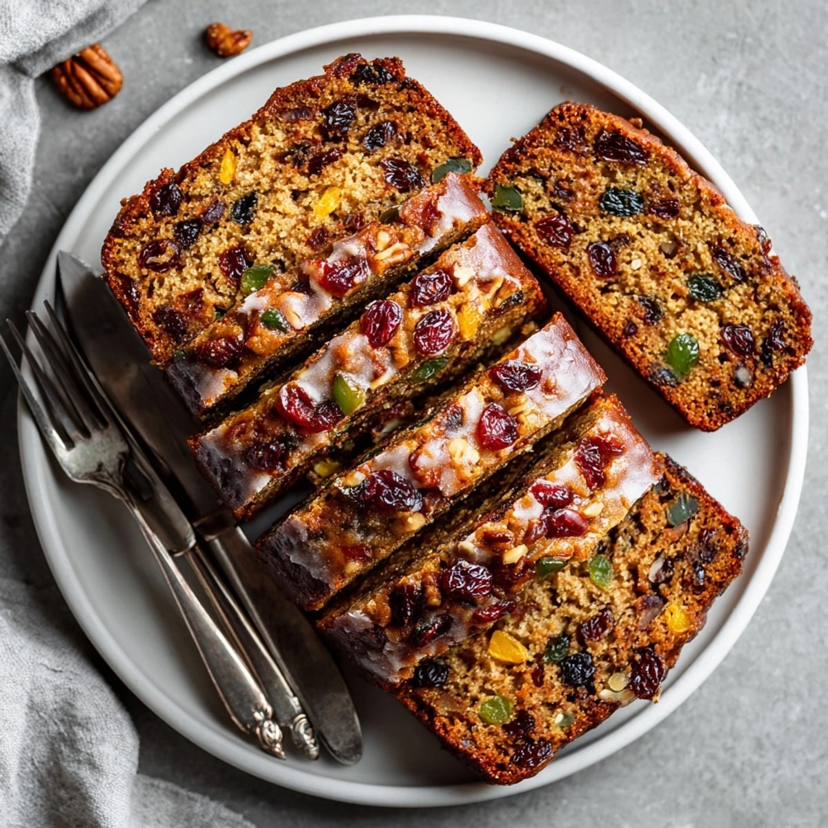 Imagine: the inviting aroma of this moist Mulled Wine-Spiced Fruitcake Loaf, spiced & ready to serve.