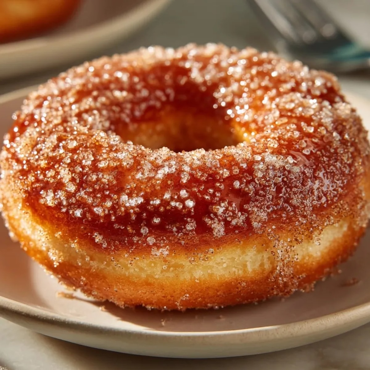 Warm apple cider doughnuts, freshly baked and coated in cinnamon sugar, ready to eat.