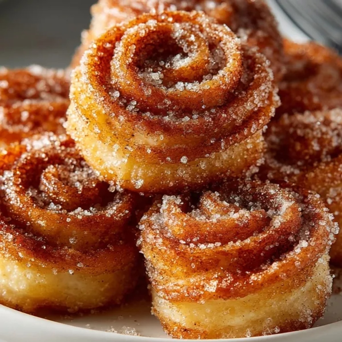 Golden cinnamon sugar churro bites piled high, crispy outside and tender inside, ready to enjoy.
