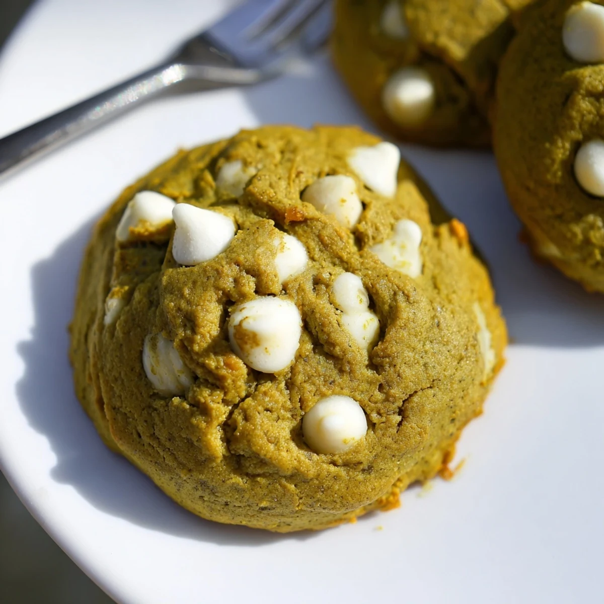 Soft and fluffy Matcha Pumpkin Muffin Drop Cookies, perfect for autumn snacking.  