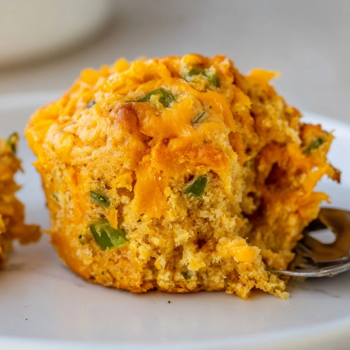 Savory Cheddar Jalapeño Sweet Potato Cass Muffins ready to enjoy warm with butter.  
