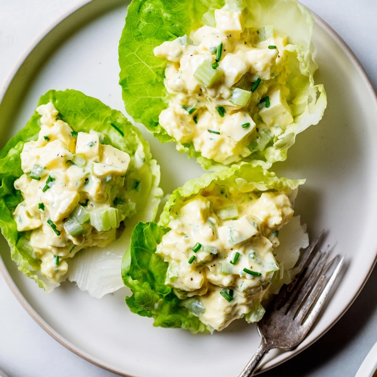 Delicious low-carb egg salad lettuce wraps, fresh and perfect for lunch.  