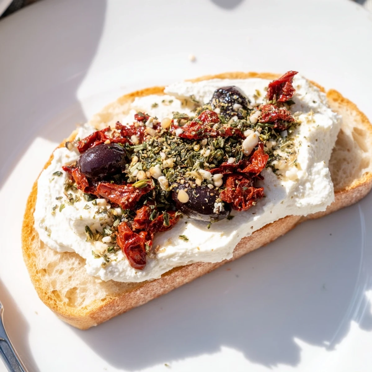 Flavorful Sun-Dried Tomato Ricotta Toasts, a quick and easy vegetarian delight for any gathering.