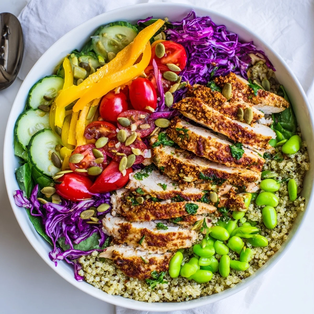 Deliciously healthy meal-prep bowls featuring zesty dressings and fresh, vibrant ingredients.  