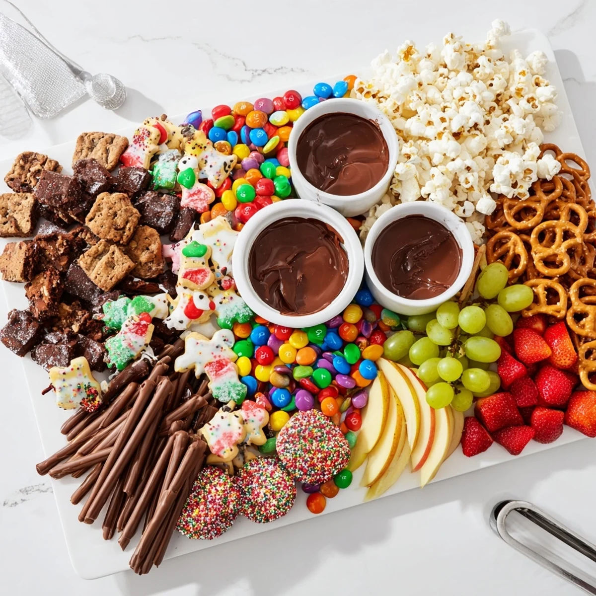 Indulgent dessert board with assorted sweets, perfect for holidays and game nights.