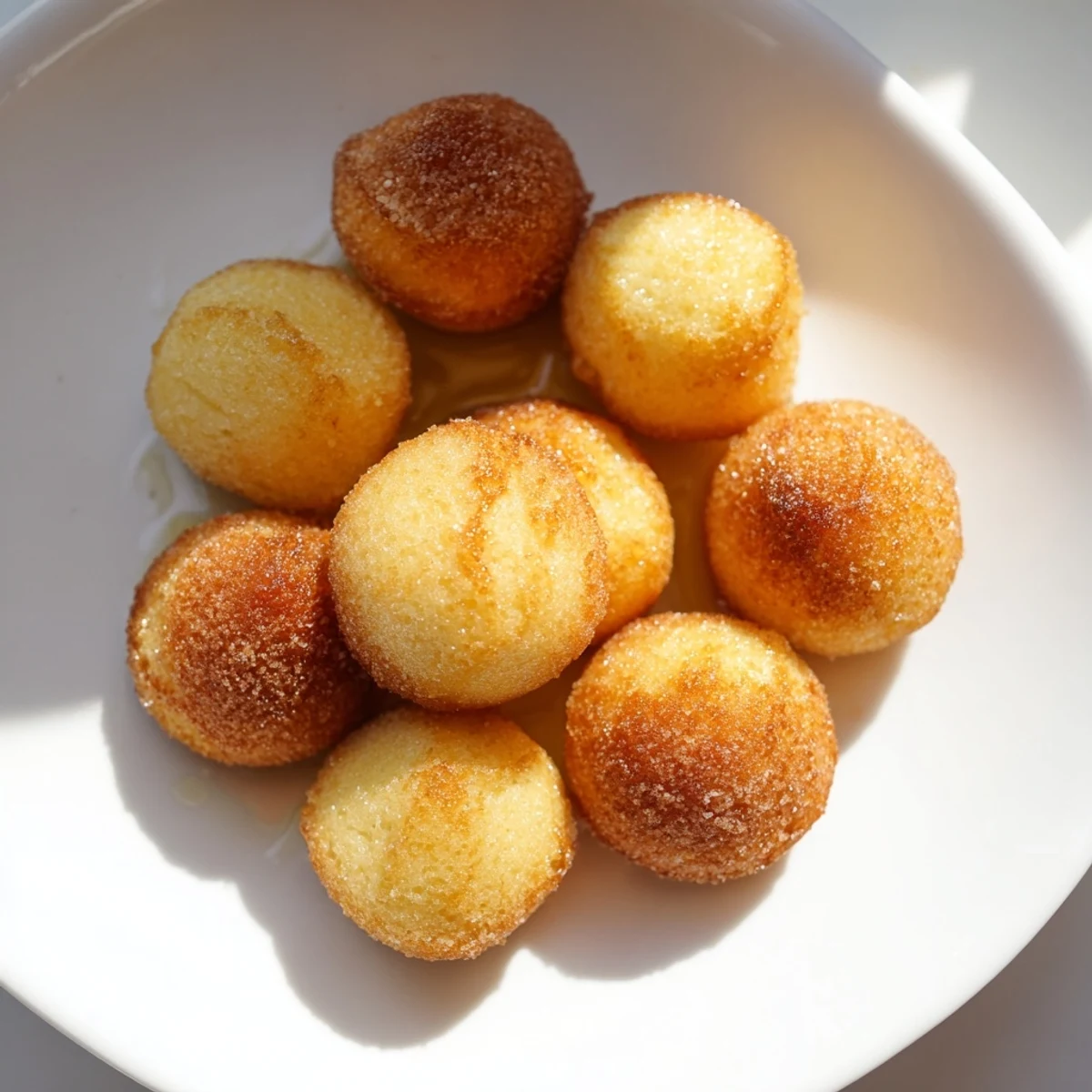 A bowl overflowing with fluffy, golden brown pancake cereal ready to be enjoyed with milk.