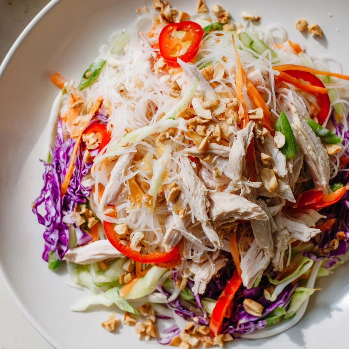 Enjoy this refreshing bowl of Vietnamese Crunch Noodle Salad, a flavorful, dairy-free meal option.