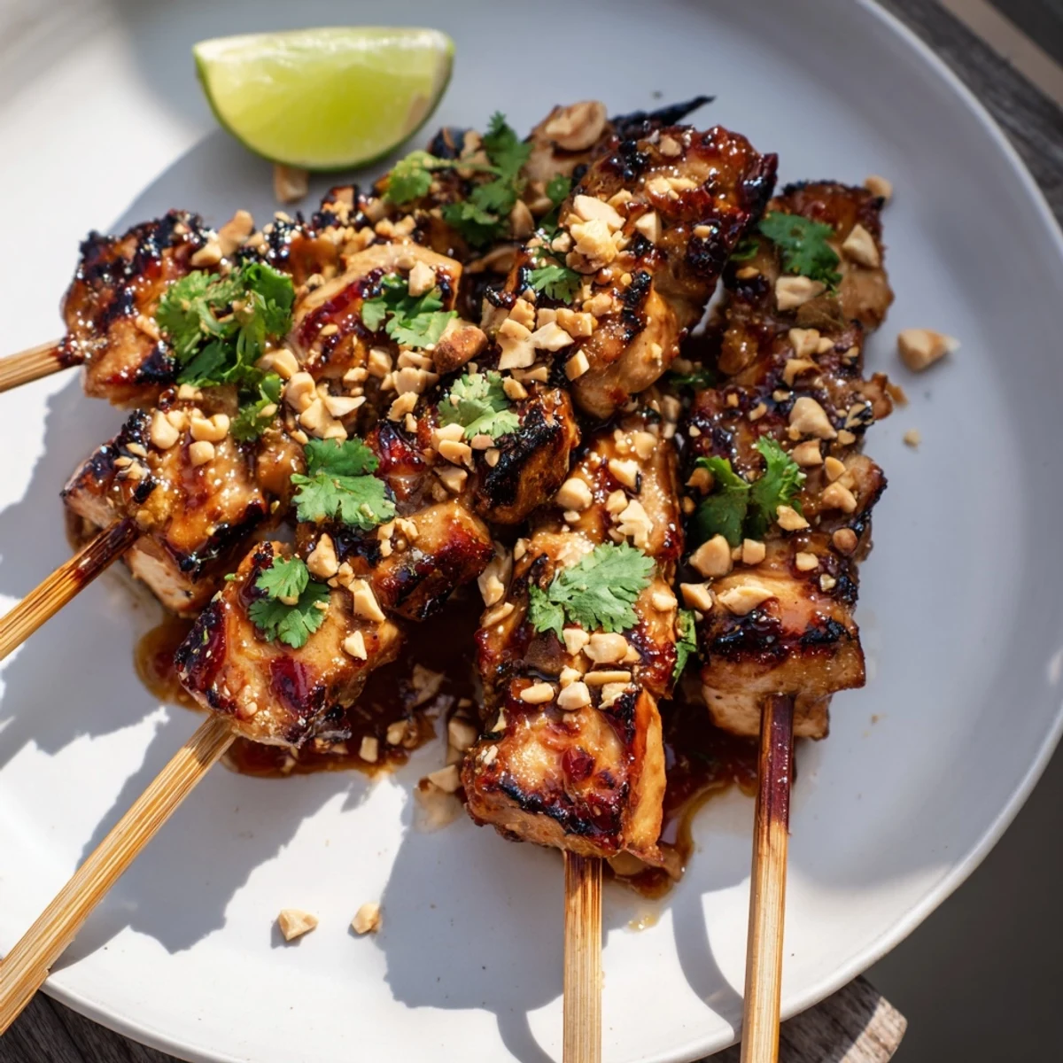 Spicy Peanut Chicken Skewers