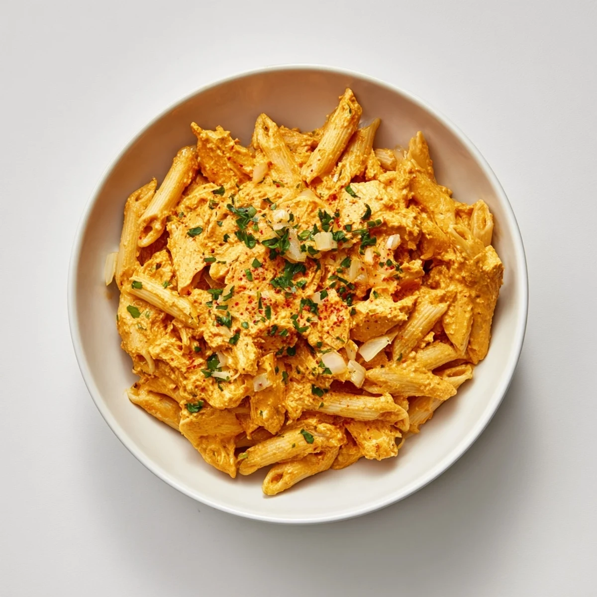 Sizzling Creamy Chicken Tikka Masala Pasta: tender chicken and penne coated in a rich, flavorful sauce.
