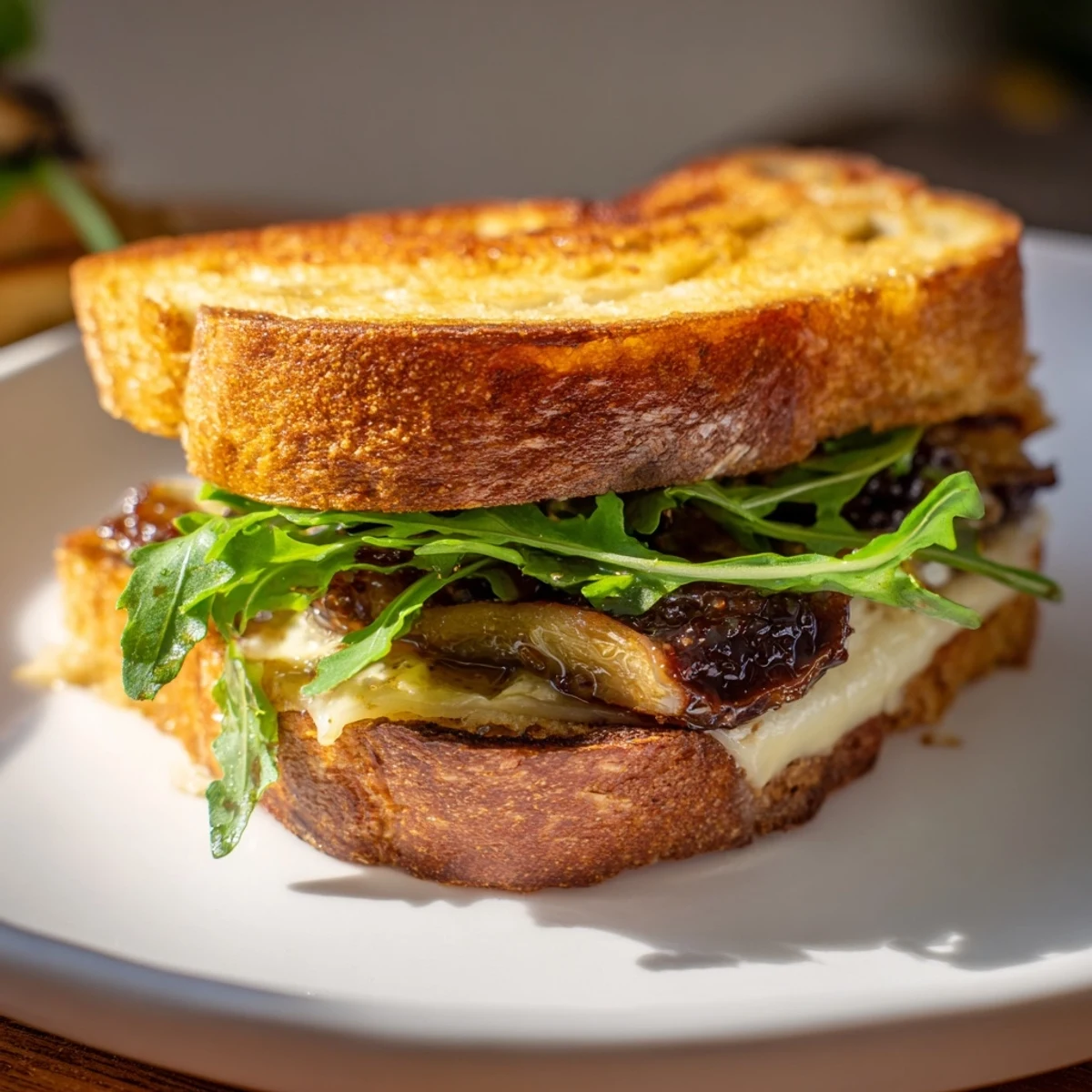 Golden-brown sourdough holds creamy Brie and sweet fig preserves in this delicious grilled cheese recipe.