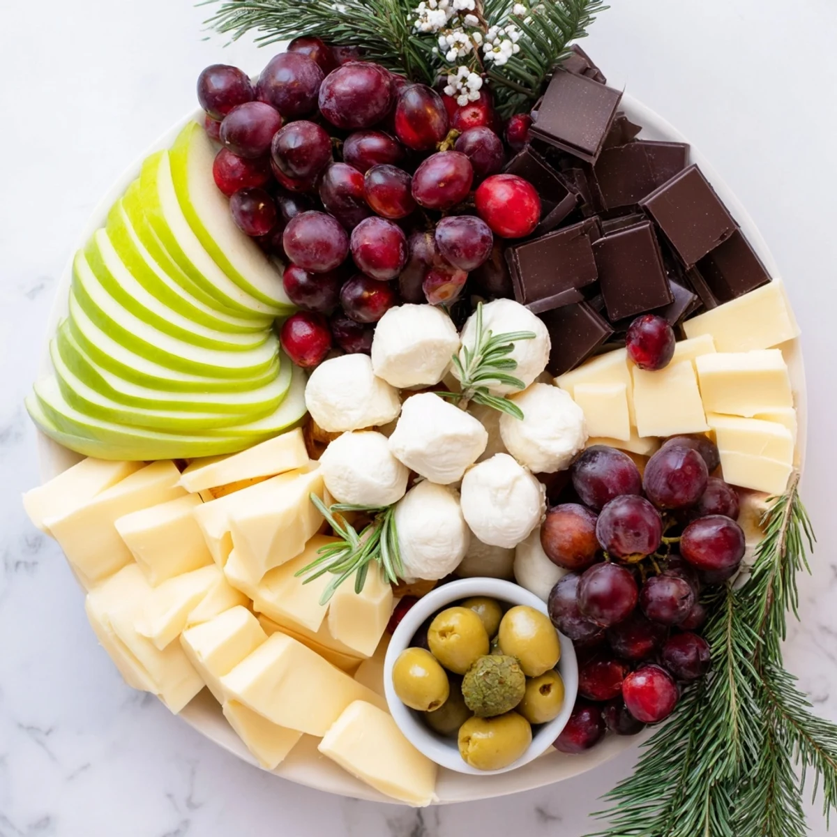 Enjoy a delicious Cranberry Joy Tree Board; a holiday appetizer featuring savory cheese, fruit, and nuts.