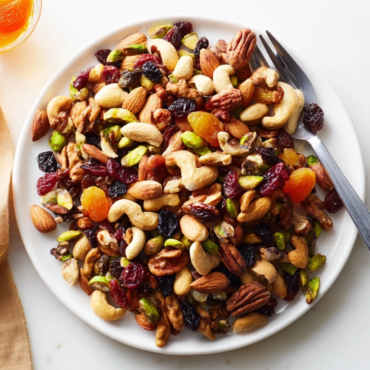 Vibrant assortment of Easy Party: Assorted Nuts and Dried Fruit Pile offering textures and flavors for snacking.