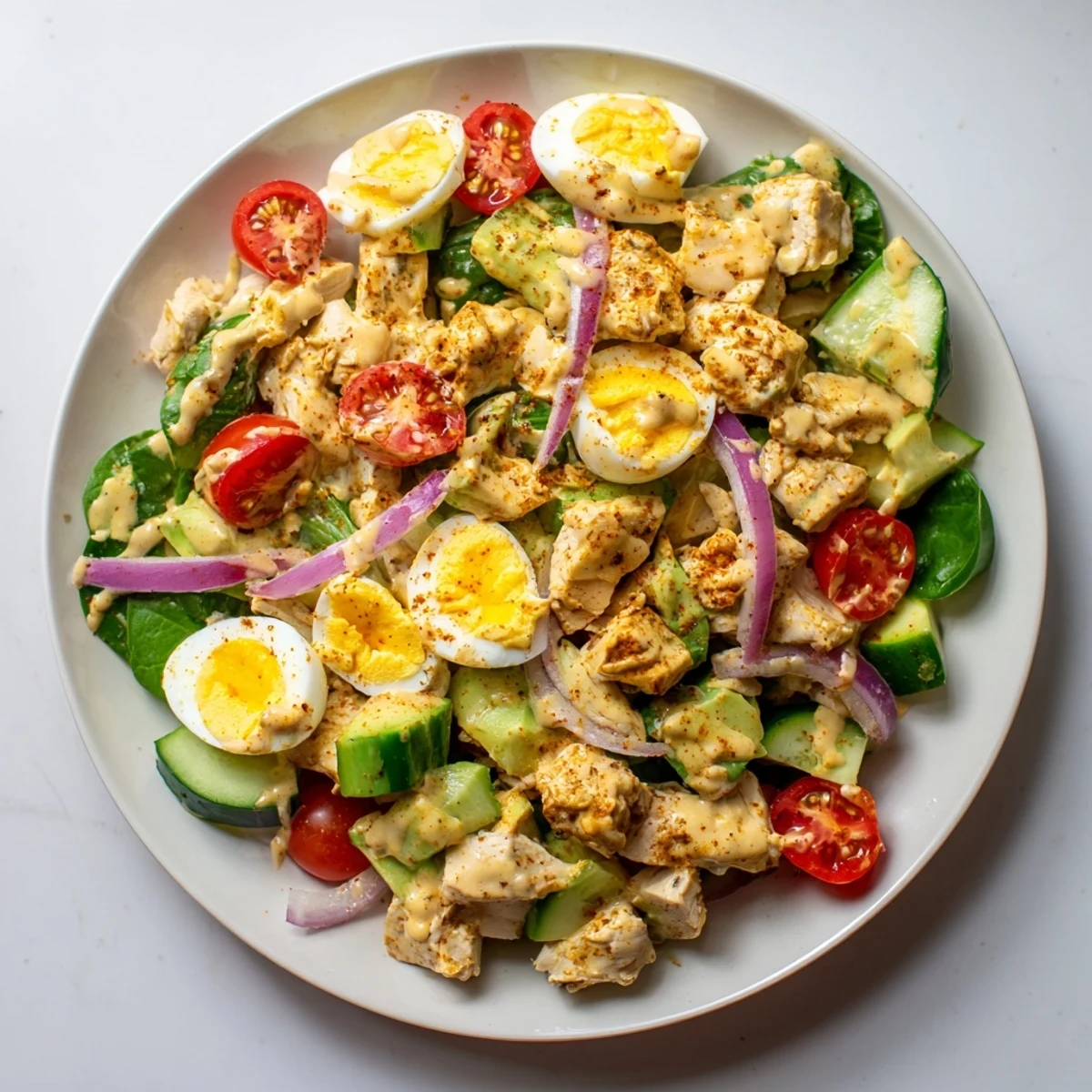 Enjoy this easy High-Protein Chicken and Egg Salad recipe, perfect for lunch or meal prep!