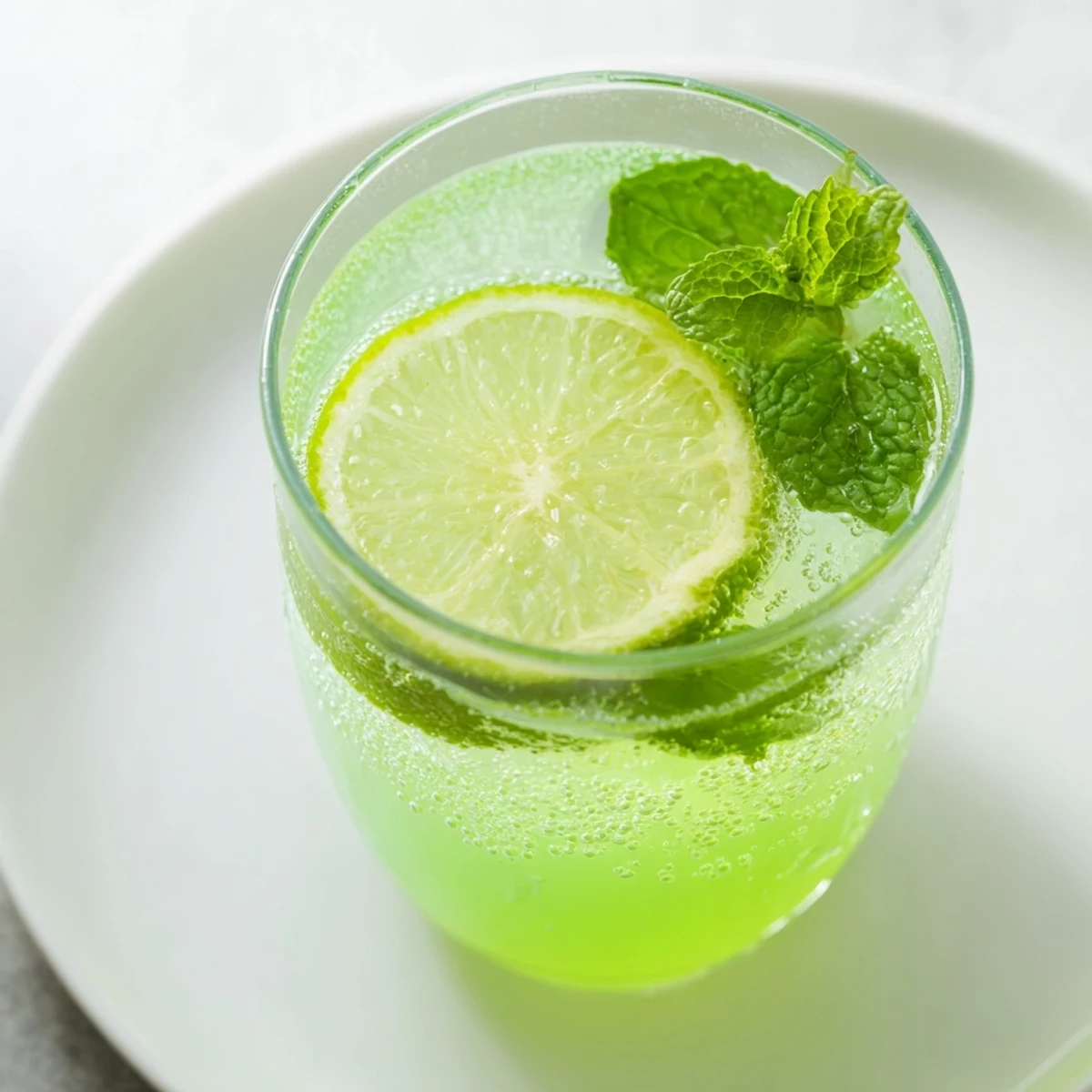 Chilled Mint Lime Agua Fresca sparkles invitingly in a tall glass, perfect for a sunny afternoon.