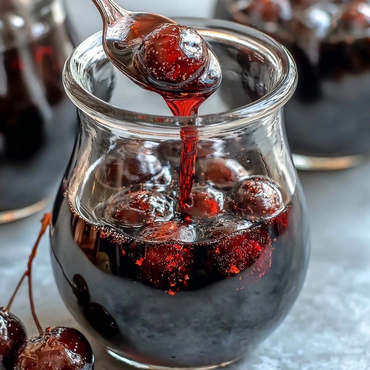 Vibrant deep ruby Black Currant Rum Liqueur poured into a glass, showcasing rich berry notes from Jamaican dark rum.