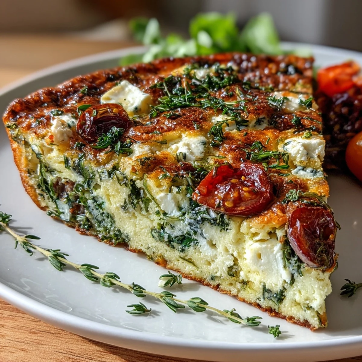 Oven-baked egg white frittata bursting with fresh vegetables, herbs, and optional feta, perfect for a satisfying and weight-loss-friendly breakfast or brunch.