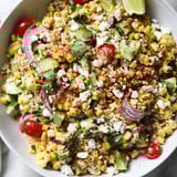 Freshly made Mexican Street Corn Chopped Salad, featuring charred corn, creamy dressing, ready to enjoy.