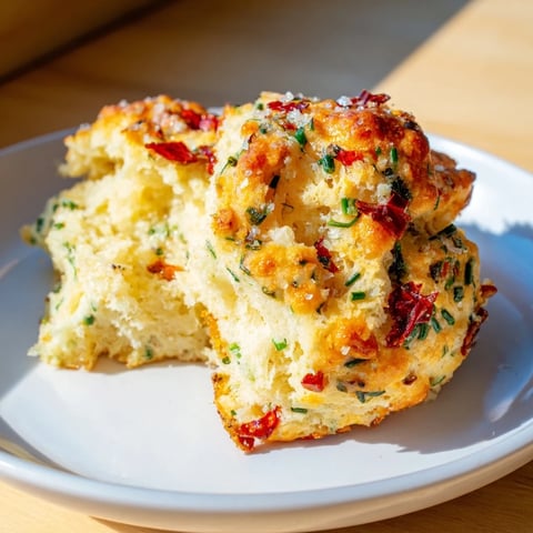 Savory chili garlic pretzel drop scones, golden brown, perfect for casual snacking.  