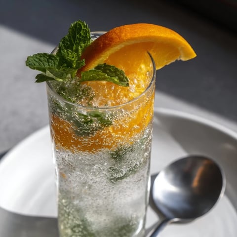 Homemade Probiotic Soda Mocktail with fresh citrus and mint for summer refreshment.  