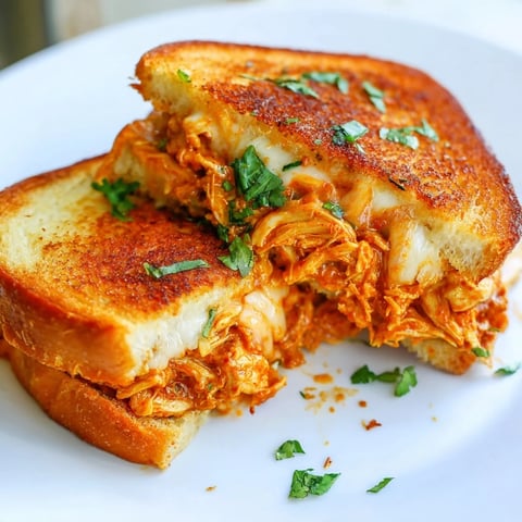 Golden, melty Savory Butter Chicken Grilled Cheese with a warm, spiced aroma and toasted bread.