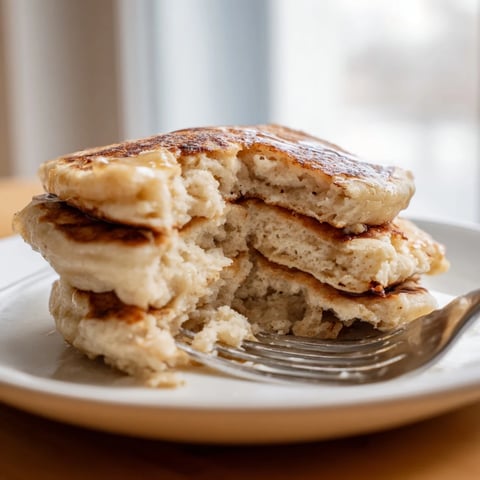 Fluffy Protein Power Pancakes stacked high, topped with fresh berries and a drizzle of maple syrup on a rustic plate.
