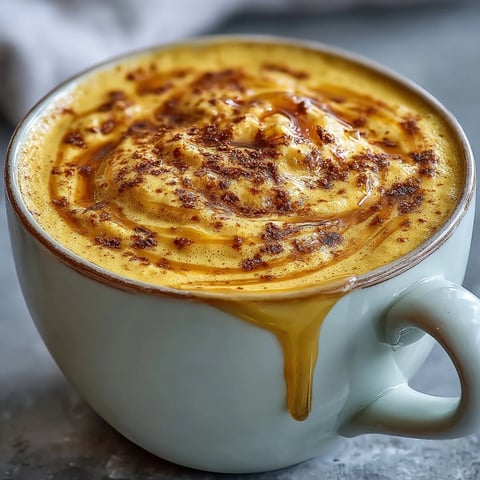 Golden-hued Turmeric and Ginger Golden Milk steams from a ceramic mug, garnished with a cinnamon stick on a rustic wood table. 