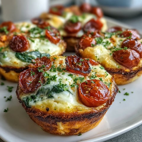 Freshly baked High-Protein Egg Muffin Cups with Spinach and Tomatoes, garnished with fresh herbs and ready for a healthy breakfast.