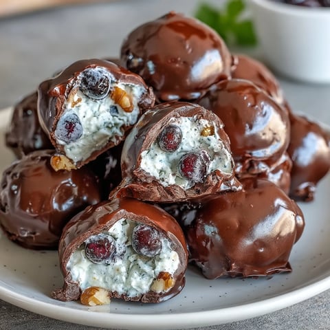 Frozen blueberry yogurt clusters with crunchy walnuts and dark chocolate shell for a healthy snack.  