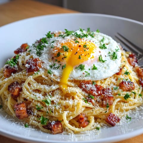 Imagine a plate of Breakfast Carbonara with golden yolk glistening on flavorful pasta.