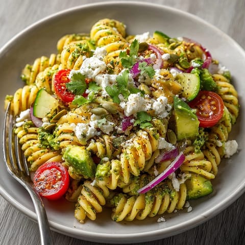 Zesty Avocado Lime Pasta Salad: a refreshing blend of textures, perfect for summer.