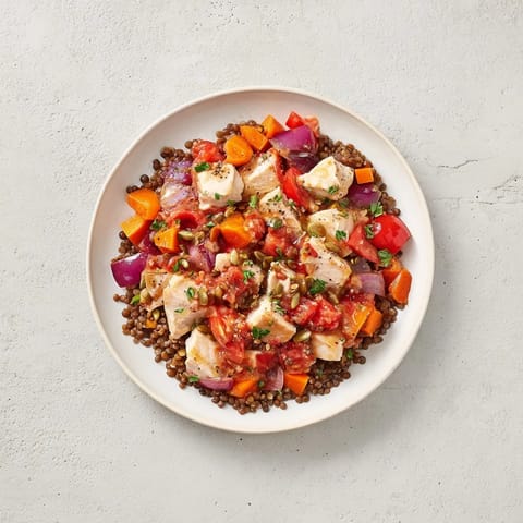 Hearty Chicken and Lentil Recession Salad, perfect for meal prep, full of flavorful chicken and wholesome lentils.