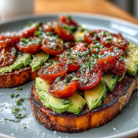 Delicious roasted sweet potato toast topped with peanut butter, banana, and granola.