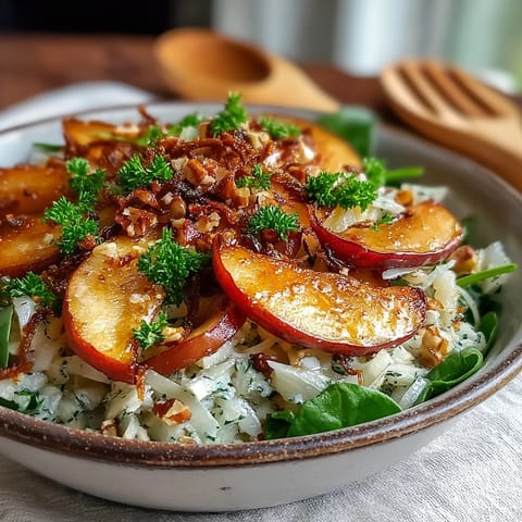 Tangy sauerkraut and wilted greens tossed with caramelized apples in this warm skillet salad.