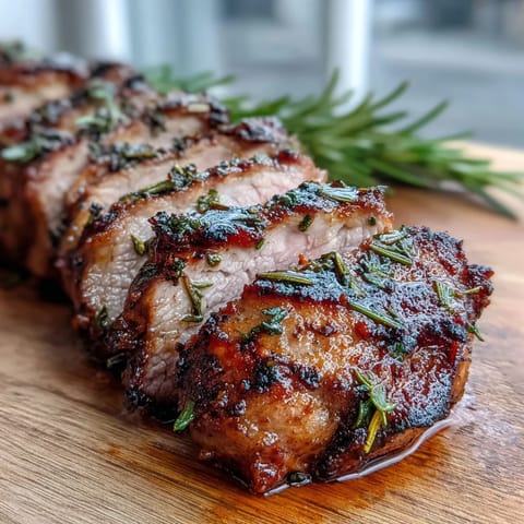 Sizzling Ibérico pork fillet, marinated with rosemary and smoked paprika, plated with roasted red peppers and rustic potatoes.