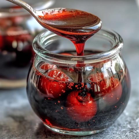 Homemade Black Currant Rum Liqueur in a clear bottle with fresh blackcurrants and a cinnamon stick nearby for garnish.