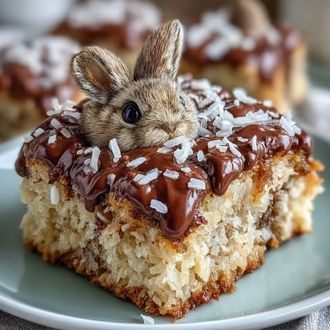 A festive Easter Bunny Cake with coconut fur and a jelly bean tail, perfect for spring celebrations.