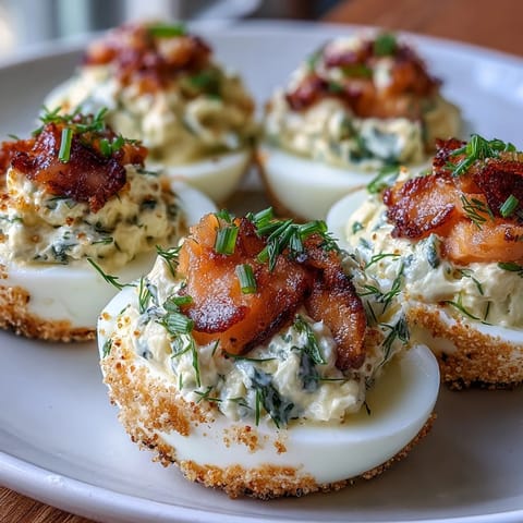 Smoked Salmon Deviled Eggs with Everything Seasoning, creamy and savory, topped with a crunchy everything bagel mix.