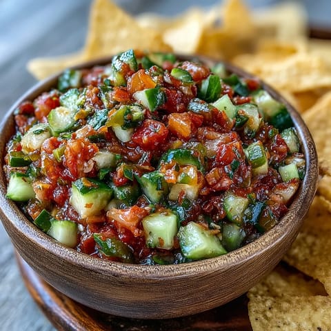 Tangy pickle de gallo salsa, a refreshing dip perfect for taco night.