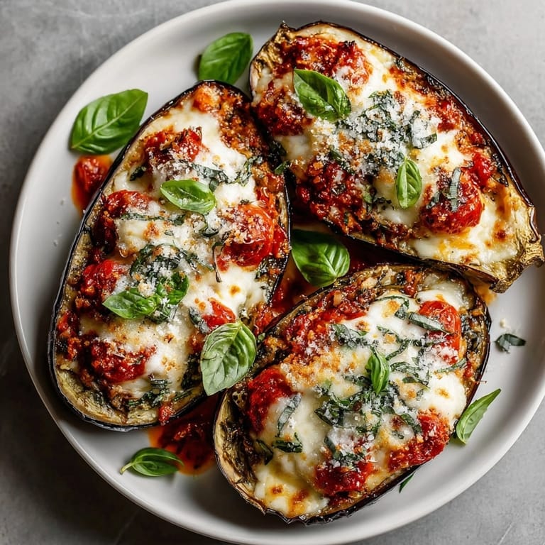 Savory Stuffed Cheese Eggplant Parmesan served warm, ideal for a cozy vegetarian Italian dinner