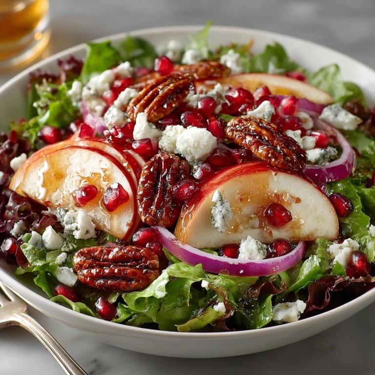 Close-up of Pomegranate Pecan Salad served in a large bowl, ready for a summer picnic.
