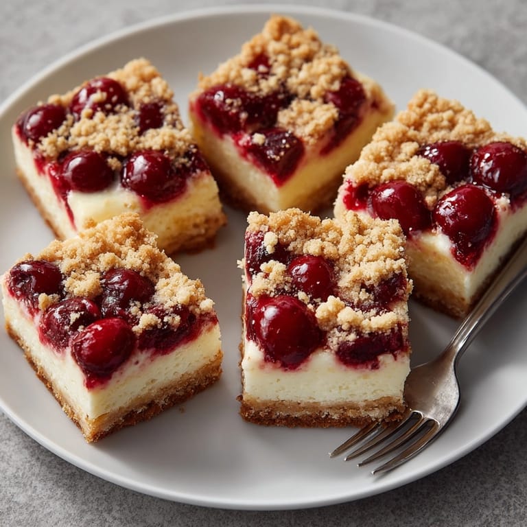 Homemade Ricotta Cherry Delight Bars, sliced and ready to serve for a delightful treat.