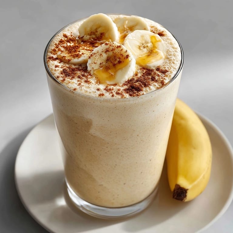 Frothy Peanut Butter Banana Smoothie, a simple, vibrant blend, ready for your glass.