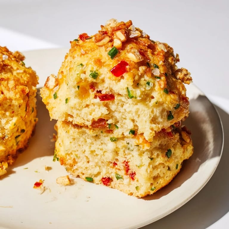 Warm, flaky chili garlic pretzel scones, ideal alongside soups and fresh salads.