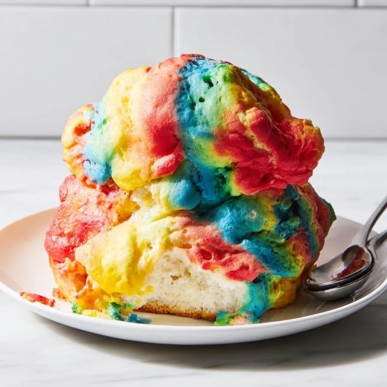 Delightful rainbow-hued cloud bread, light and airy, great for parties.  
