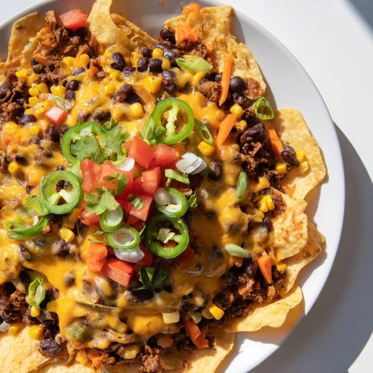 Golden-brown Sheet-Pan Nachos topped with fresh cilantro, ready to be scooped and enjoyed.