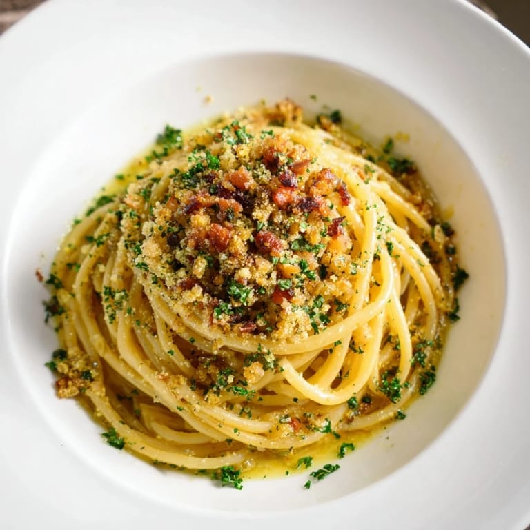 A close-up of Garlic Butter Pasta shows perfectly cooked pasta coated in a rich, buttery sauce.