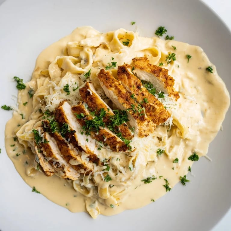 Tender chicken tops this comforting Cajun Chicken Alfredo Fettuccine, served in a rich Velveeta cheese sauce.