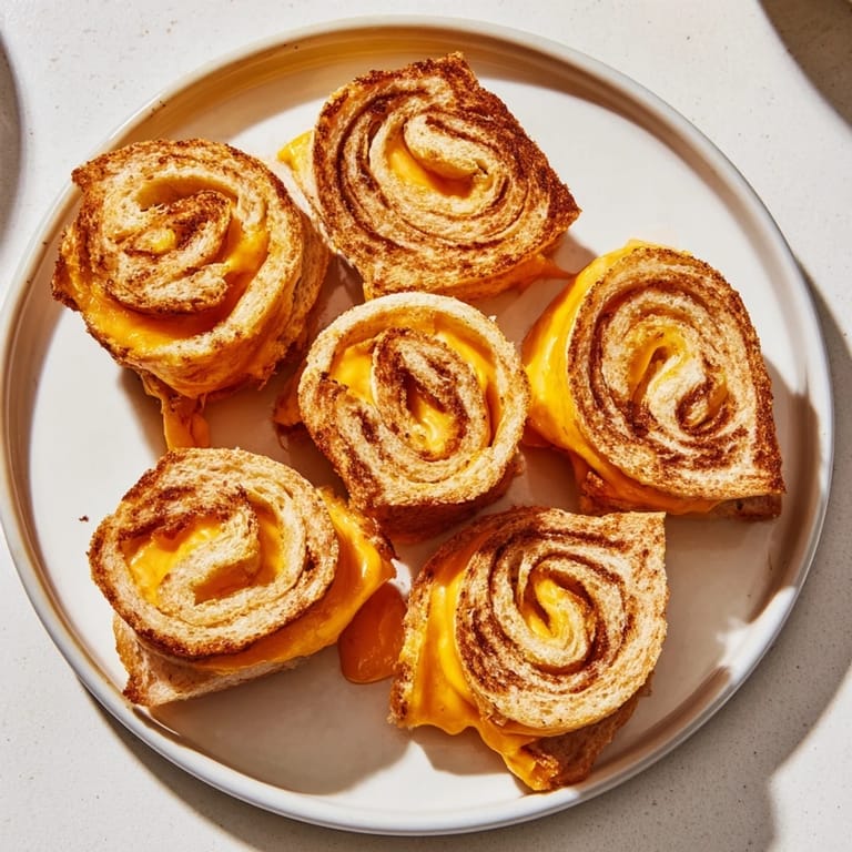 Warm and cheesy Easy Christmas Grilled Cheese Rollups, ready for a festive holiday snack or appetizer.