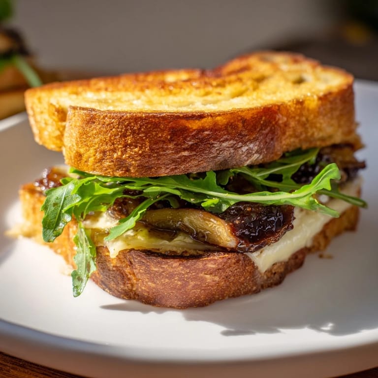 Golden-brown sourdough holds creamy Brie and sweet fig preserves in this delicious grilled cheese recipe.