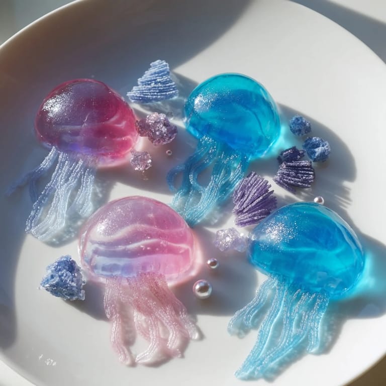 This stunning Jellyfish Candy Platter features colorful candies and ocean-themed treats to enjoy.